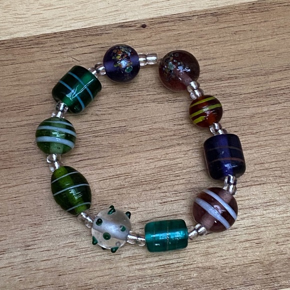 New Handcrafted Recycled Glass Bead Bracelet Set - Picture 6 of 6